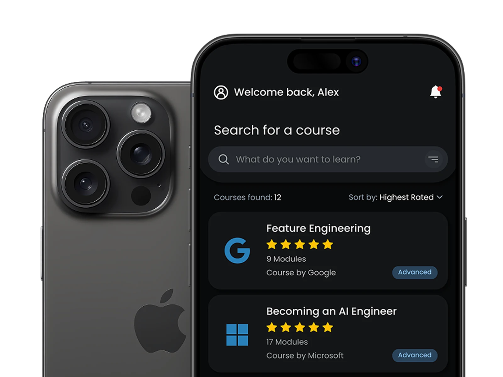 Preview of a smartphone with a mobile app on the screen