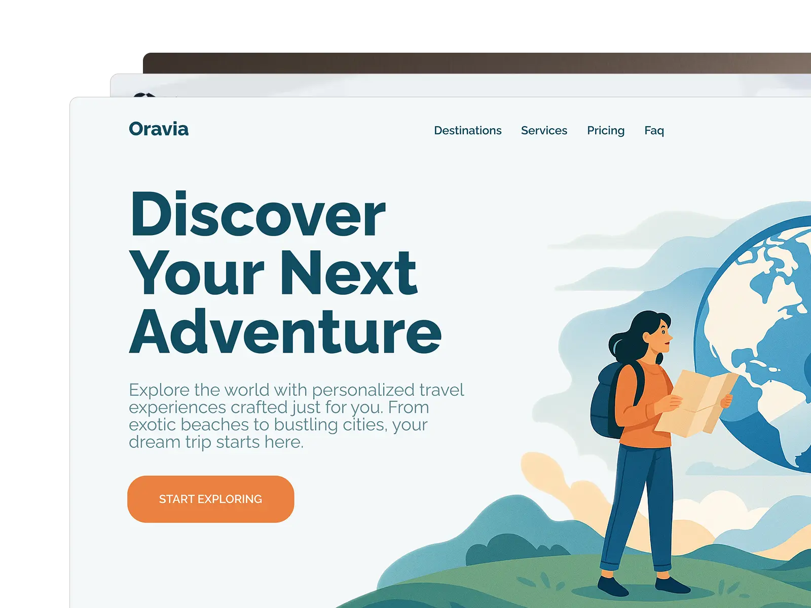 Preview of a stack of websites on the screen